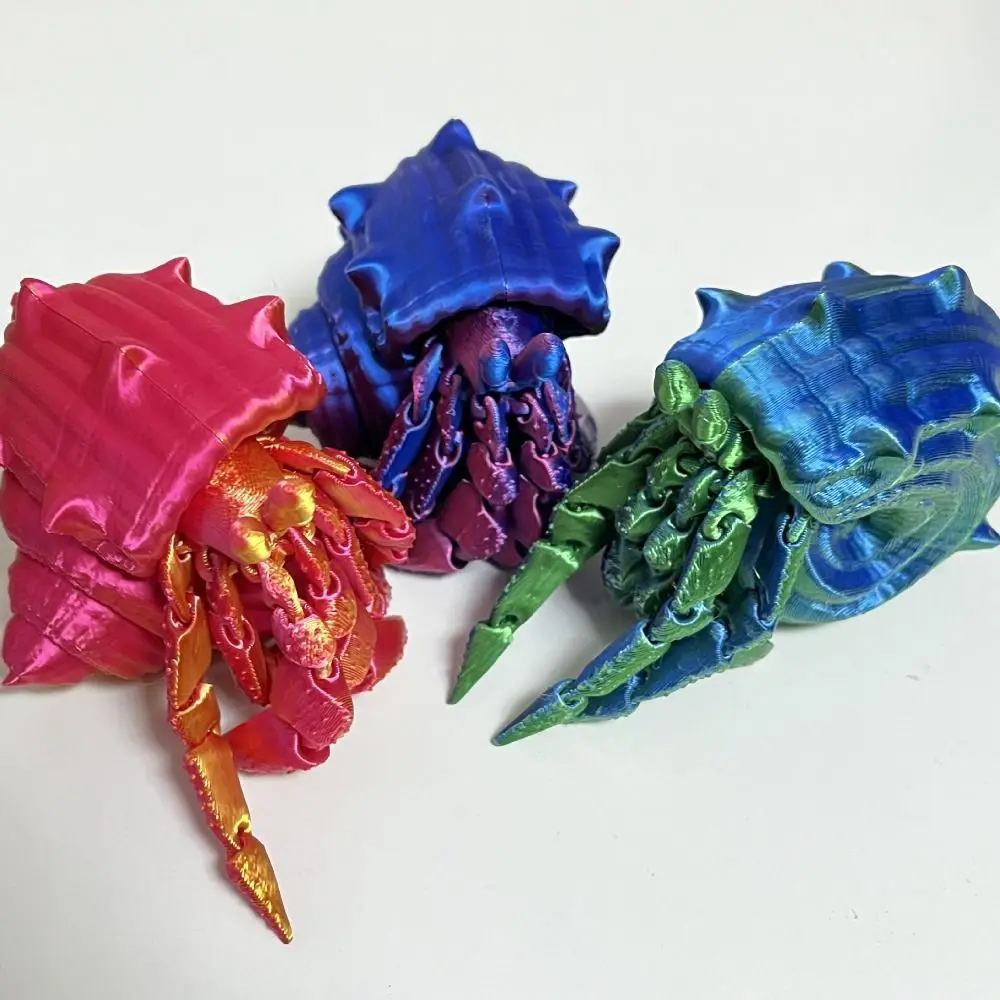 Removable 3D Printed Hermit Crab Conch Shell Simulation 3D Printed Paguroidea 12/16cm Flexible 3D Articulated Crab Toys
