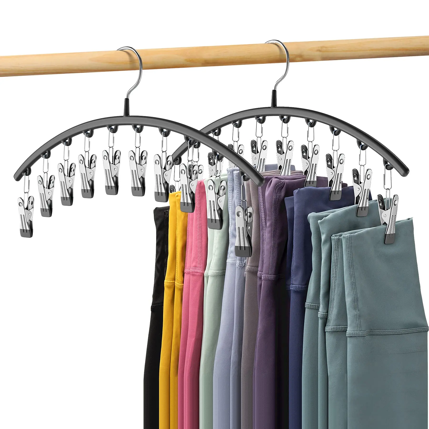 Stainless Steel Clothes Drying Hanger Windproof Clothing Rack 10 Clips Sock Laundry Airer Hanger Underwear Socks Holder