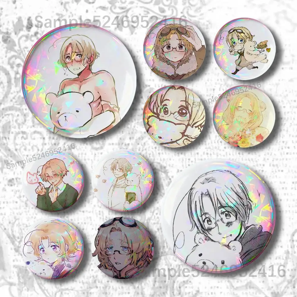 Matthew H-Hetalia-es APH Laser Badge Creative Pins Brooch for Bag Clothes Hat Decor Gifts Fans Collect Accessories Lapel Pin