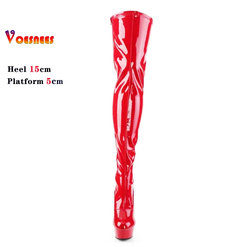 Stivali da donna Strip Pole Dance scarpe lunghe Night Club Party Queen tacchi alti stivali sopra il ginocchio scarpe Sexy con tacco sottile Plus Size