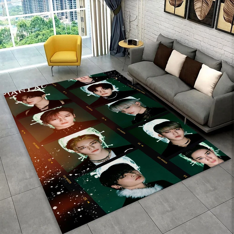 Kpop Stray Kids Music Star Carpet Rug for Playroom Bedroom Living Room Sofa Home Decor,kid Area Rug Non-slip Floor Mat Gift