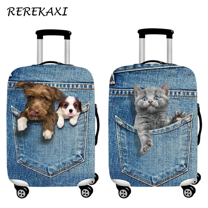 Juste de Protection artificiel astique pour Valise Cowboy, 3D, Chat, Chien, Bagage, 18-32 Pouces, Trolley Bagages, Juste Anti-Poussière, Accessoires