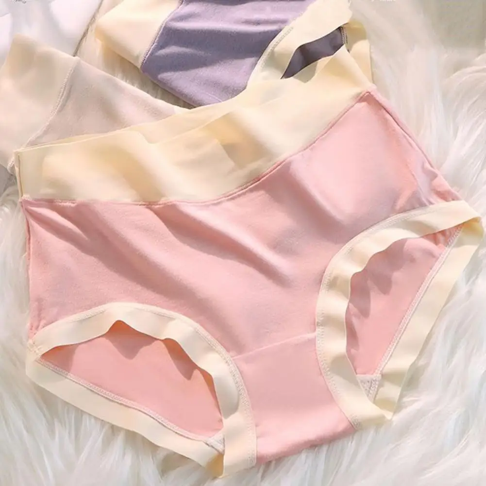 Women Panties Bow Decor Color Matching High-waisted Panties Cotton Women Panties with Bow Decor Soft Breathable Lady Underpants