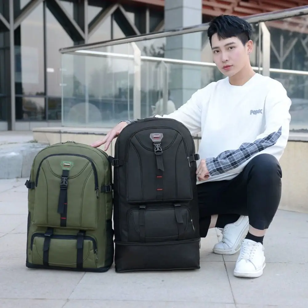 

New Nylon Travel Luggage Bag 75L Large Capacity Camping Mountaineering Green Black Waterproof Climbing Rucksack Men Women