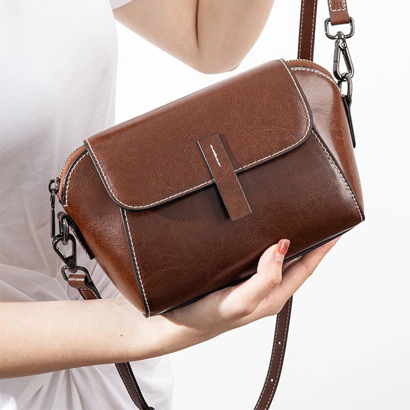 

Элегантный дизайн с клапаном из натуральной яловой кожи, женская сумка через плечо в стиле ретро на одно плечо