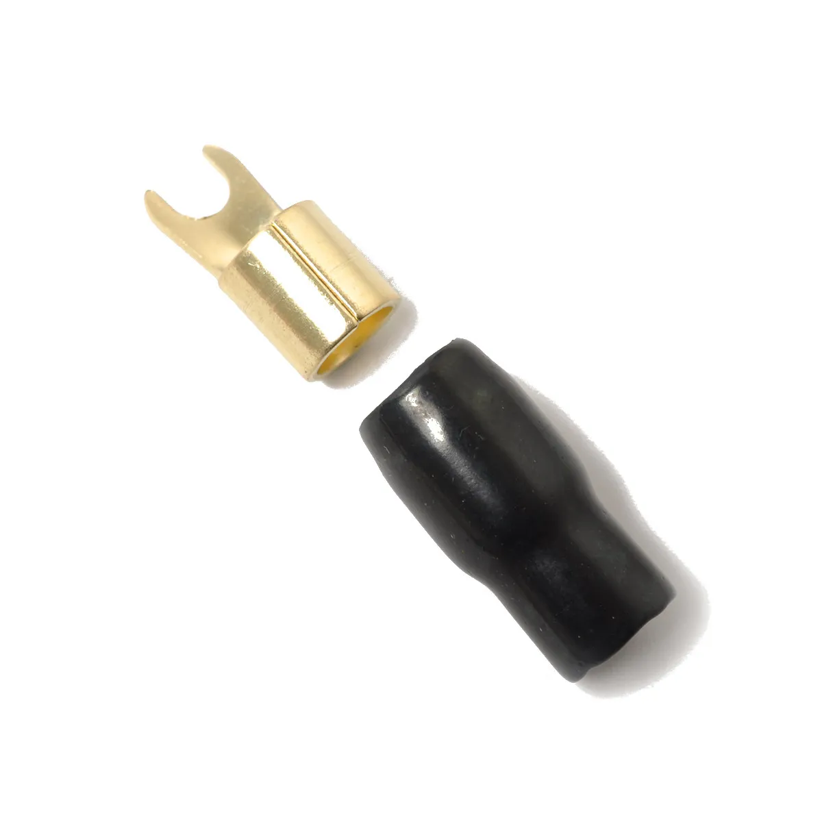 10Pairs Audio Wire Crimp Connectors Copper Gold Plated 4 Gauge Fork Terminals Spade Terminal Alternative Banana Plug Speaker