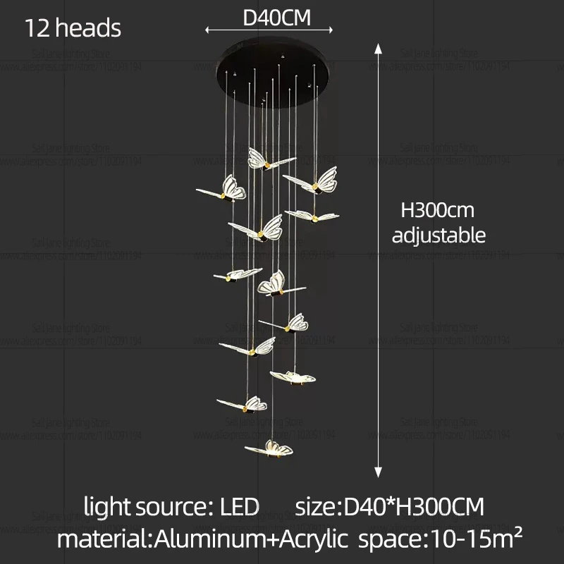 2025 Nieuwe Vogel Kroonluchter Moderne Wenteltrap Verlichting Lange Kroonluchter Woonkamer Villa Zolder Eetkamer Hanglamp