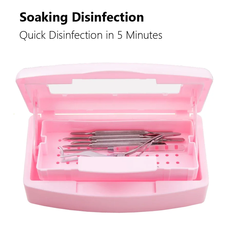 

Nail Art Tool Sterilizer Tray, Clean Sterilizing Box Storage Organizer for Tweezers, Cuticle Nipper, Nail Implement Manicure Equ aufbewahrungsboxen organizador de esmaltes de uñas boite de rangement ongle