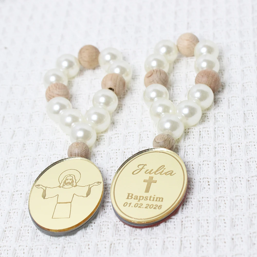 

10/15/20/30pcs Personalized engraved Baptism Rosary Favors First Communion Favors Mi Bautizo Baptism Gifts Christening Favor
