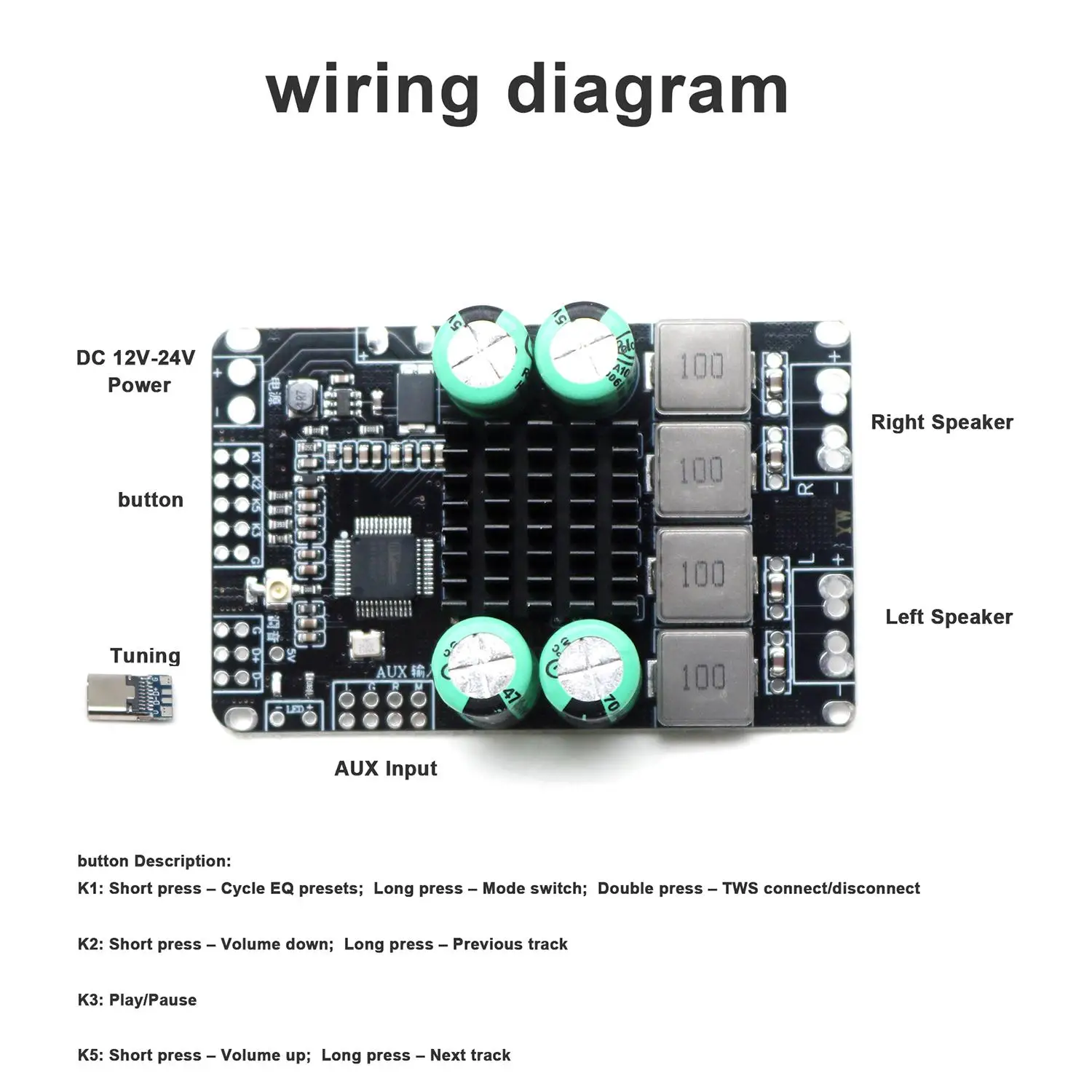 BP1048B1 50Wx2 TPA3116 Bluetooth 5.3 DSP Tuning Amplifier Board - Hi-Fi Stereo Power AMP EQ & TWS For DIY Wireless Speaker CAR