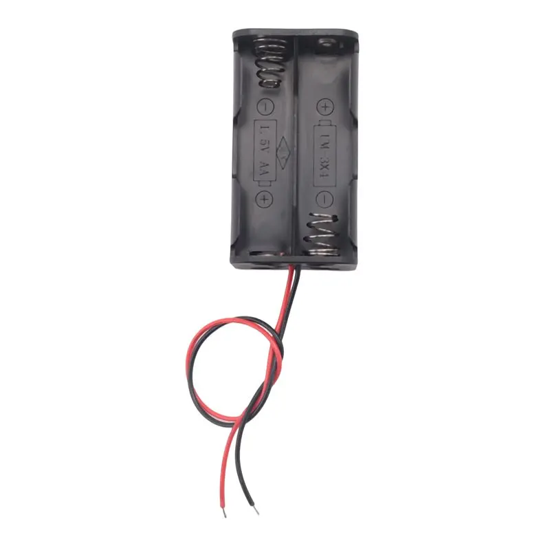A25P Black Tow Layers 4 X 1.5V AA Batteries Battery Holder Case Box W Wire Leads