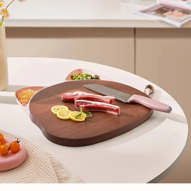 Lazy rice cat ear ebony cutting board solid wood kitchen board antibacterial and mildew proof household cutting board
