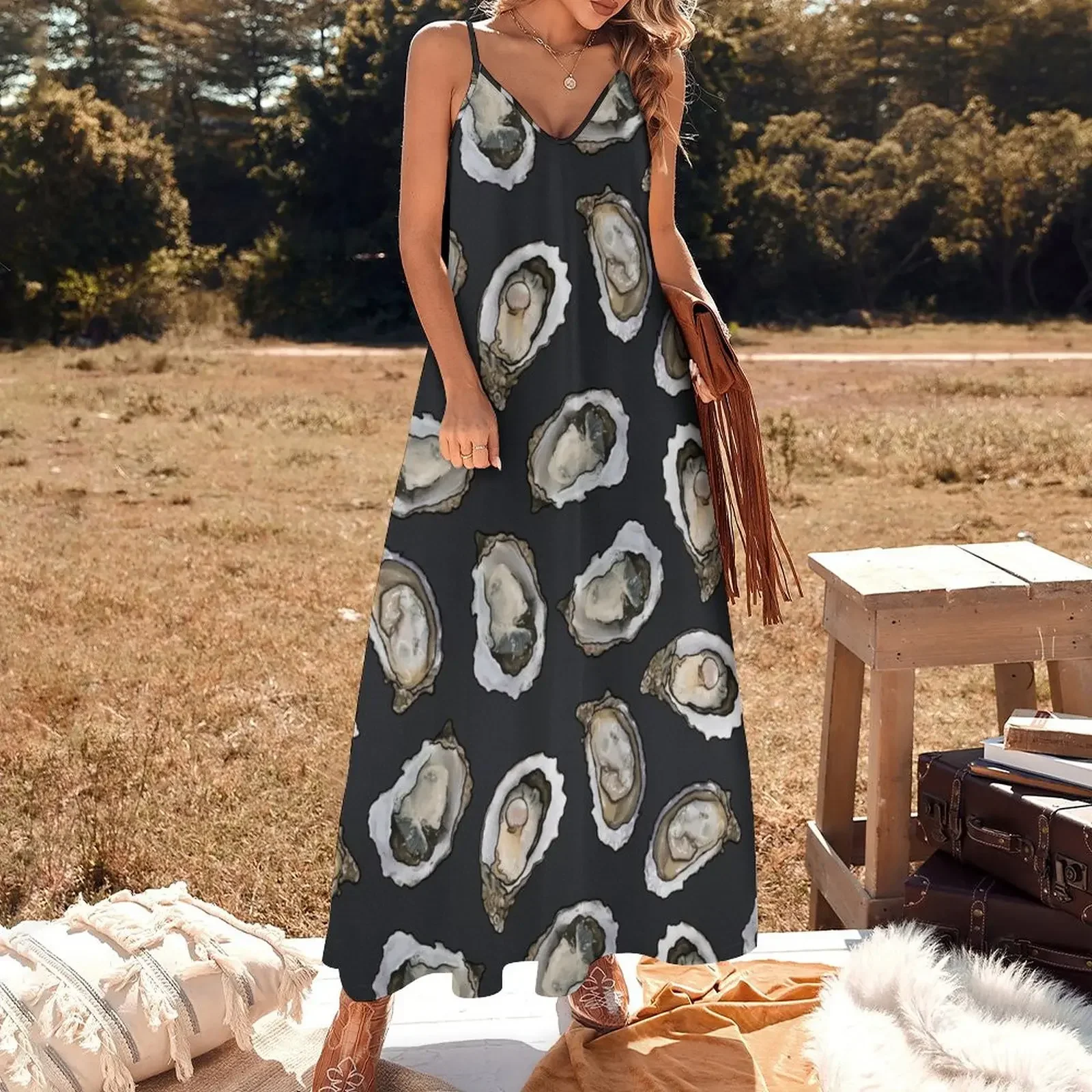 Oysters and pearls in Charcoal Sleeveless Dress dress women summer 2024 sensual sexy dress for women