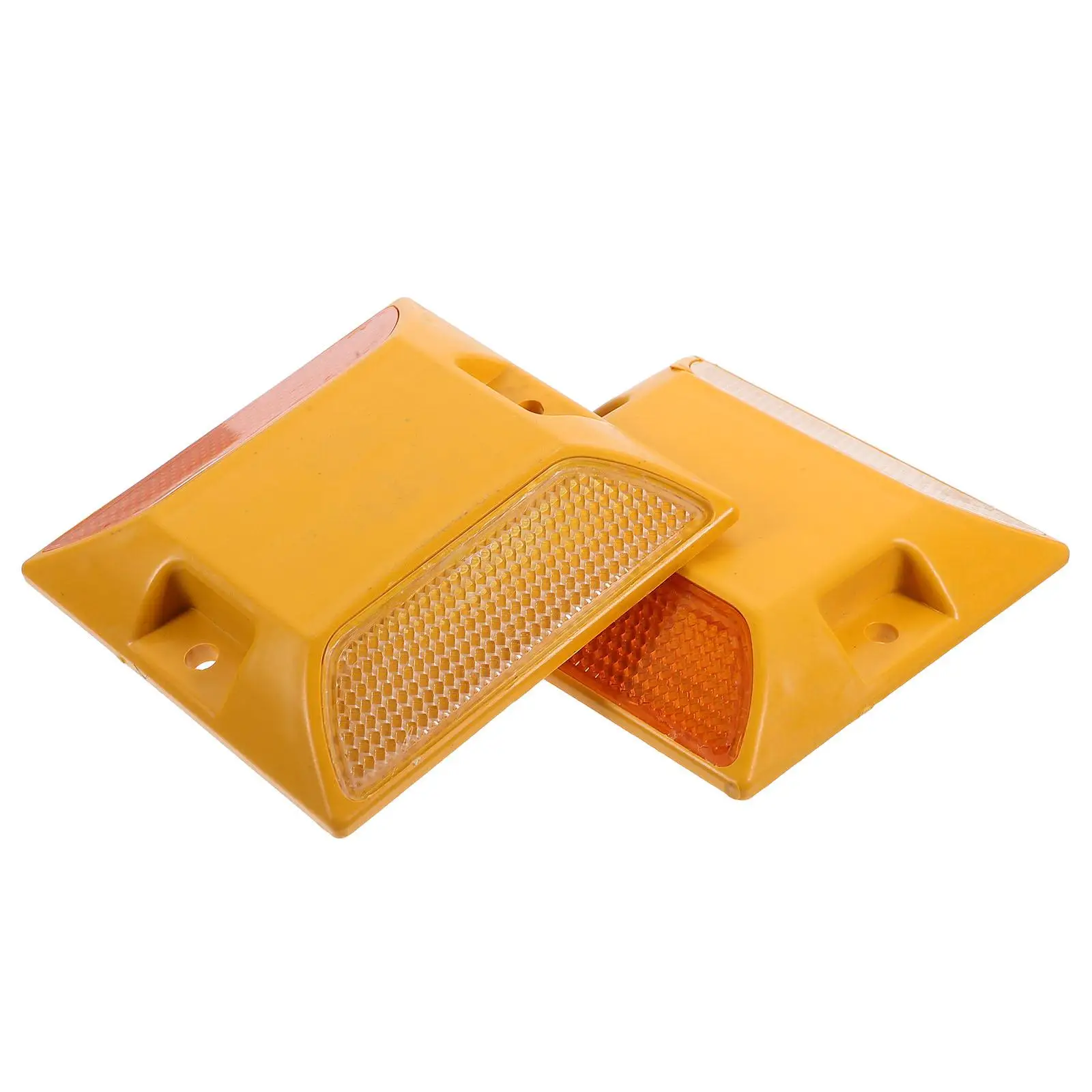 

2Pcs Plastic Road Stud Markers Reflective Driveway Pavement Reflectors for Sidewalk Safety Cone Yellow White Traffic Lane