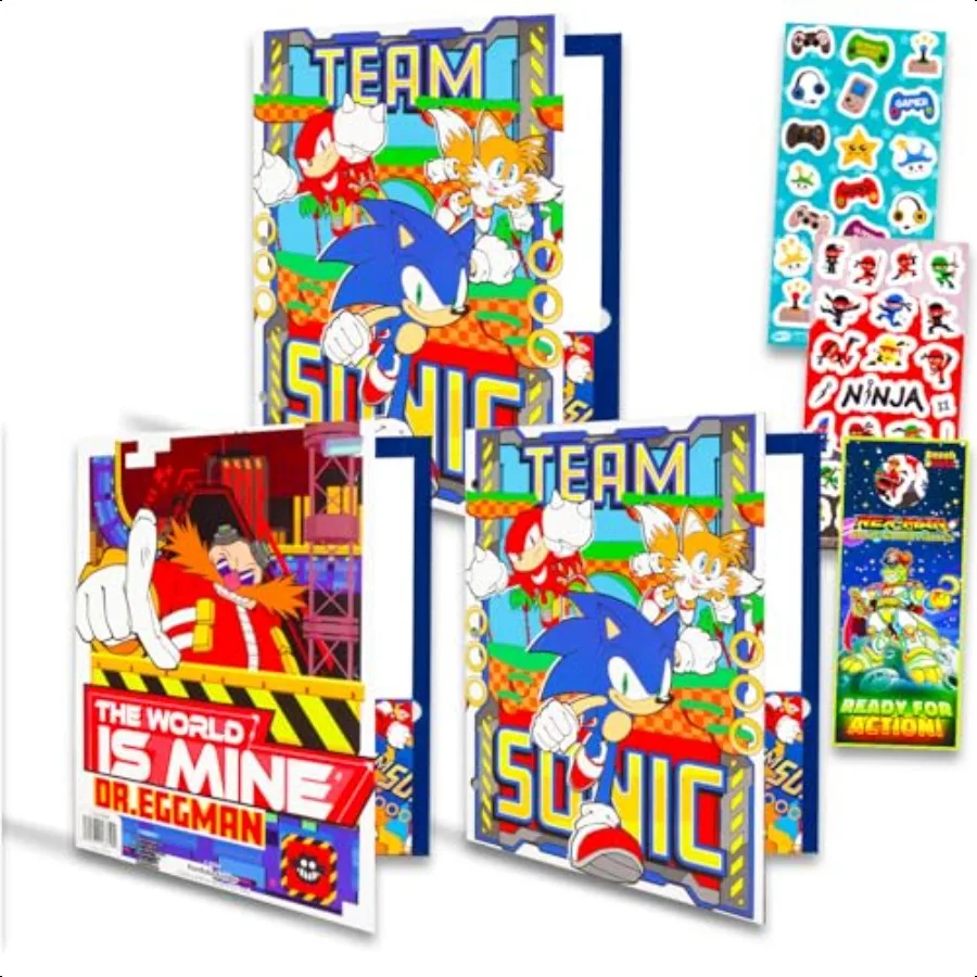 

Folders for School Sonic Folders with Pockets Bundle with 3 Laminated Sonic Folders for School Plus Stickers and More Sonic Sch