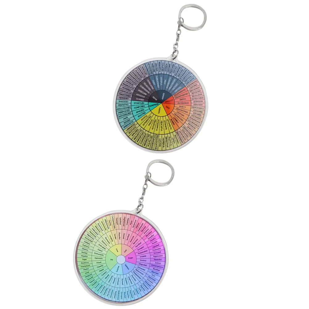 

2Pcs Emotional Keychain Key Feeling Wheel Metal Acrylic Pendant Anxiety Reduction Small Size Lightweight