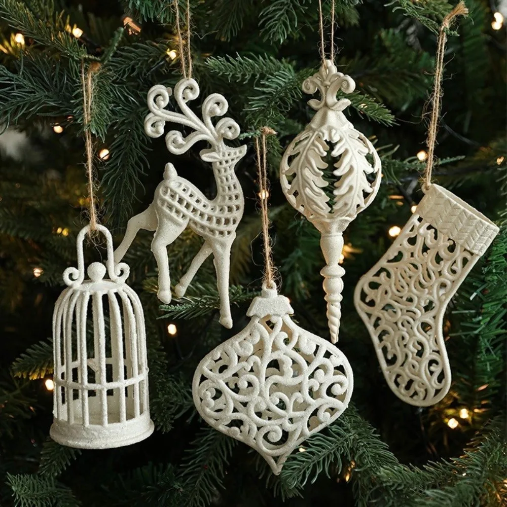 Hanging Christmas Decoration Pendant Elk Pentacle Snowflake Design Christmas Tree Ornament Plastic Xmas Gifts Christmas Party