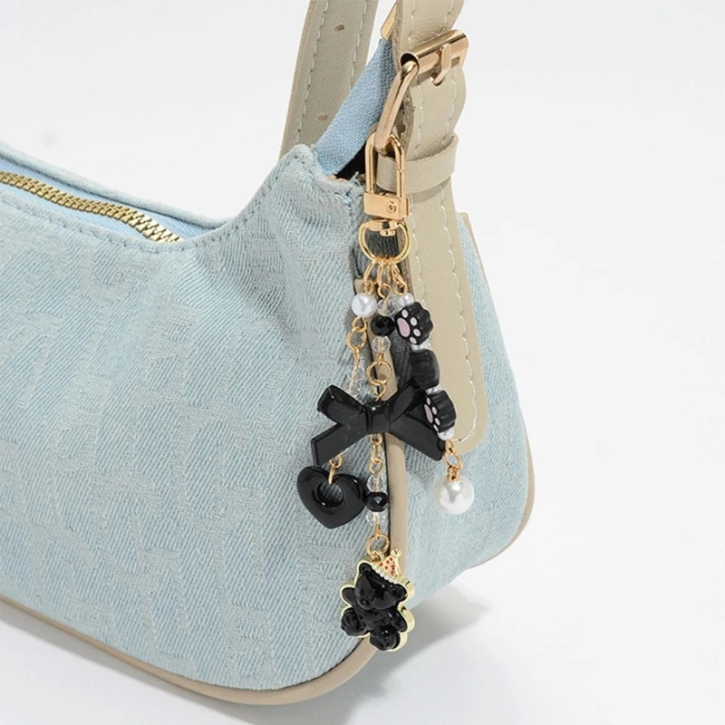 سيارة المفاتيح للنساء الفتيات لطيف حقيبة سلسلة مفاتيح سحر الانحناء الدب القلب المفاتيح اكسسوارات لحقائب الظهر والمحافظ #2