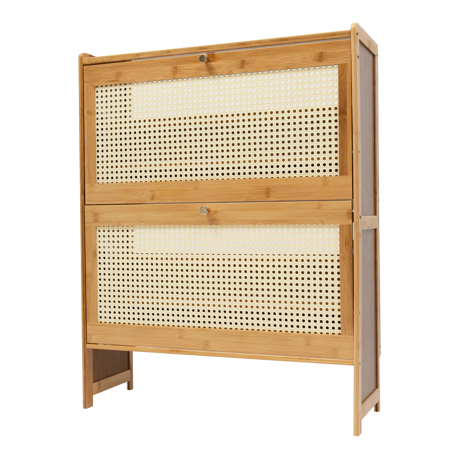 

Shoe Cabinet Bamboo Shoe Rack Shoe Storage Cupboard Organizer+2Flip Rattan Doors Natural Rattan Fixed Brackets Bedroom,Corridor