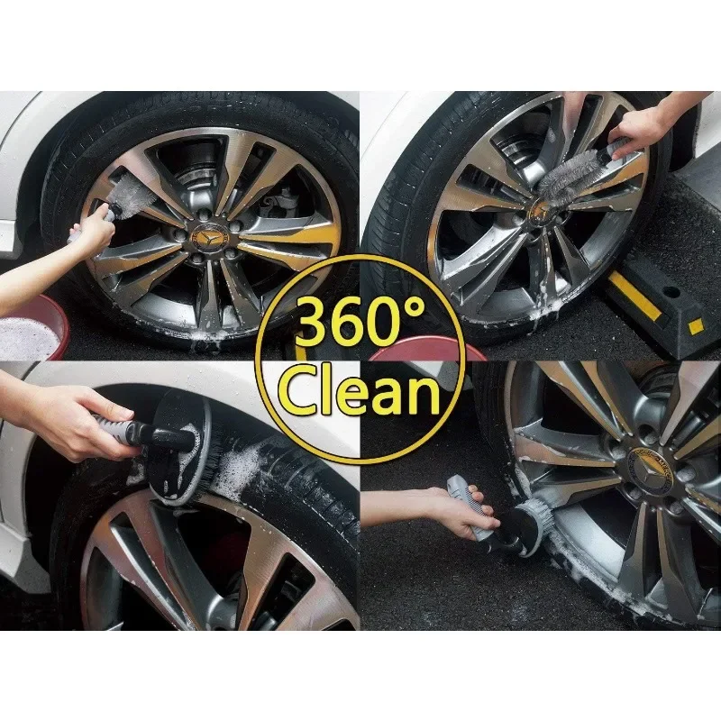 Car Wash Cleaning Brush T-bend Handle Car Wheel Brush Beauty Wheel Hub Gap Cleaning Tool Brush for Your Car Accessories