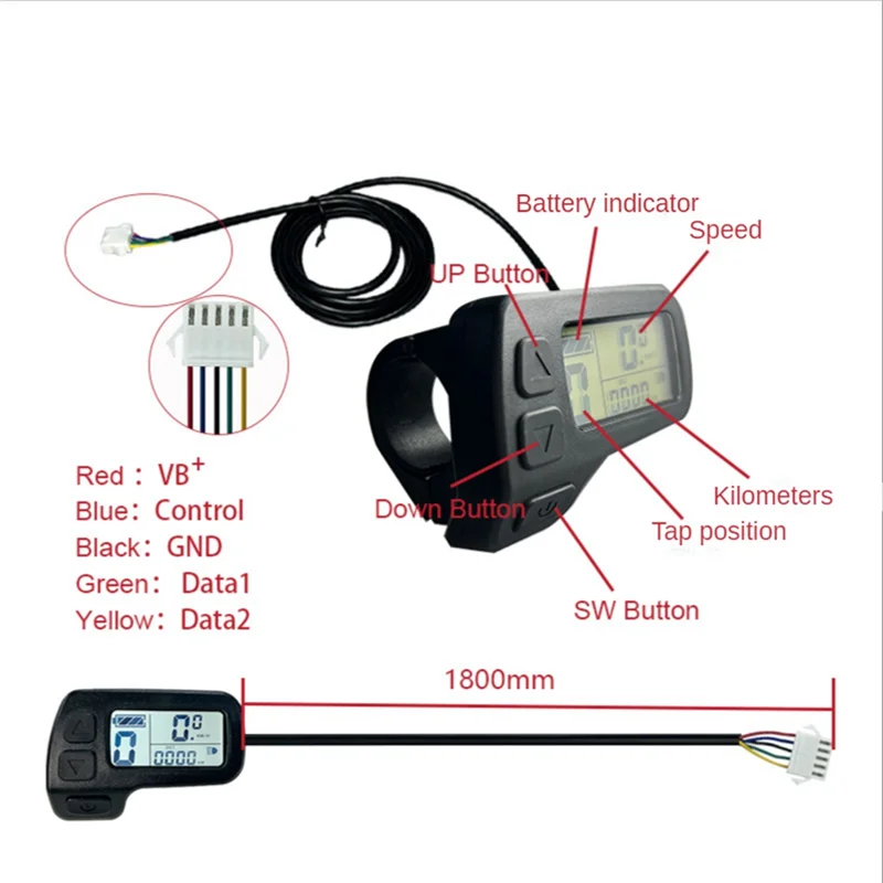 Elektrische fietsdisplay KT-LCD11 5-pins display met waterdichte stekker Aandrijfmotor Conversie Ebike-accessoires