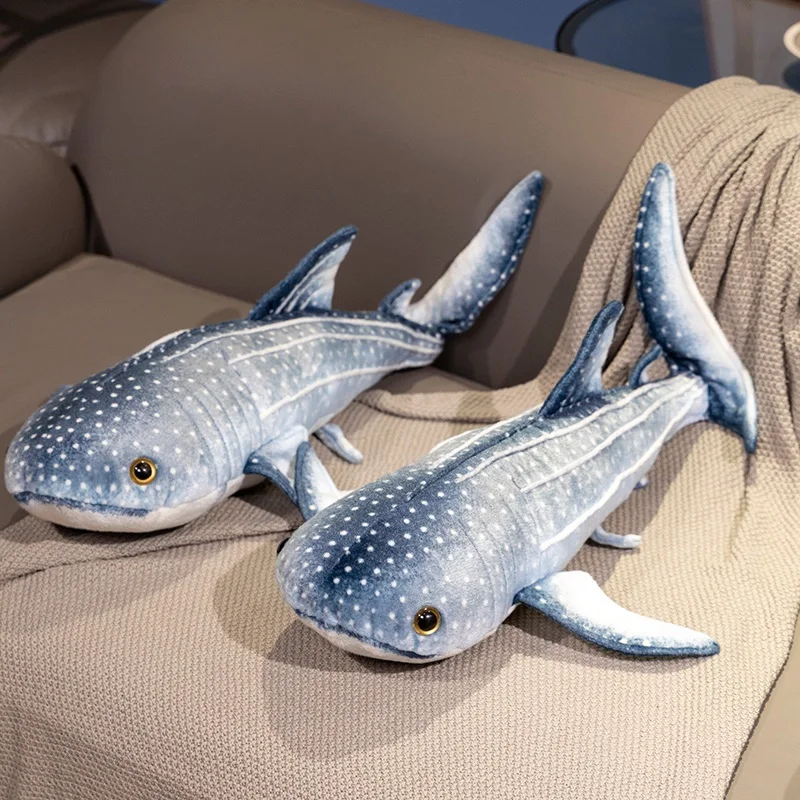 60CM Lifelike Blue Whale Plush Toy Blue Sea Animals Stuffed Huggable Shark Soft Pillow For Children Birthday Gift