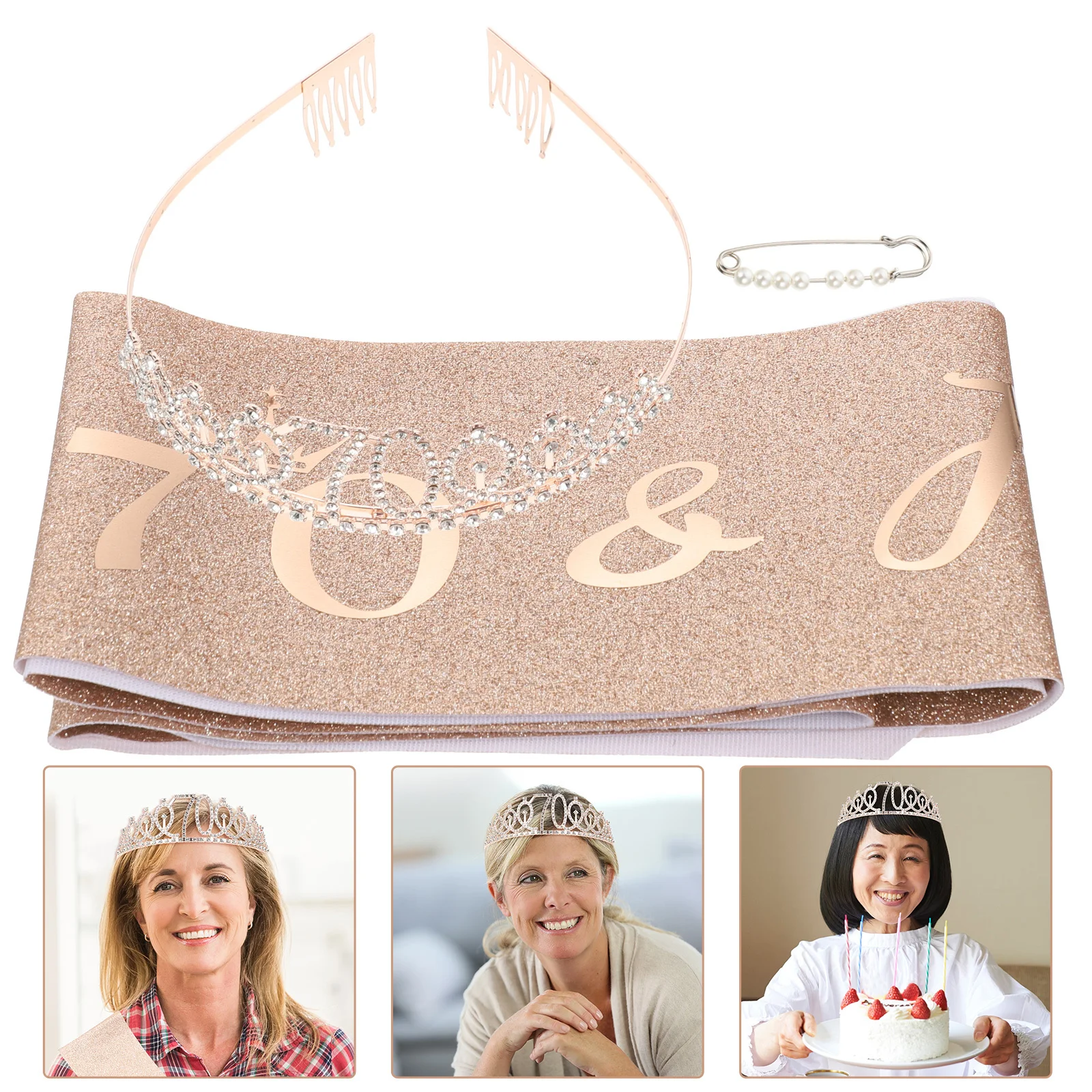 

1 set 1 Set Shoulder Strap Crown Female Sash Party Supplies Birthday Crown Sash Set Decorative Tiara For Women Birthday Party