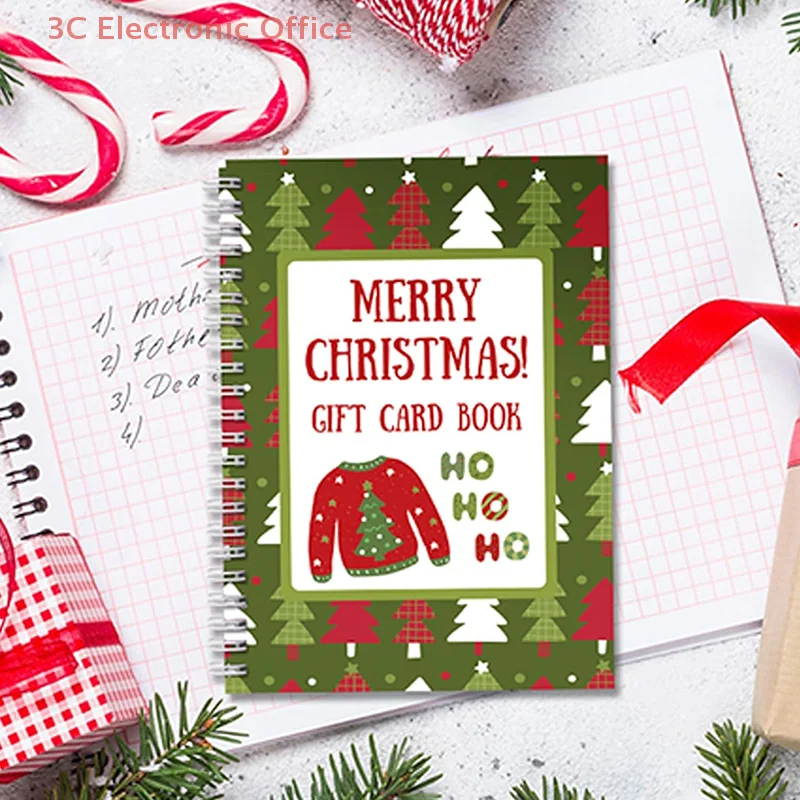 Feliz natal cartão de presente livro cor espiral encadernado cartão livro com suporte para cartões de férias de natal