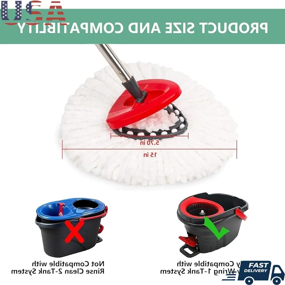 

5 Pack Spin Mop Heads Microfiber Replacement Deep Cleaning Machine Washable Easy to Install Compatible with Oceda EasyWring