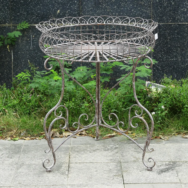 

Garden decoration, courtyard groceries, wrought iron flower stool, round succulent green plant flower stand, flower tray, small
