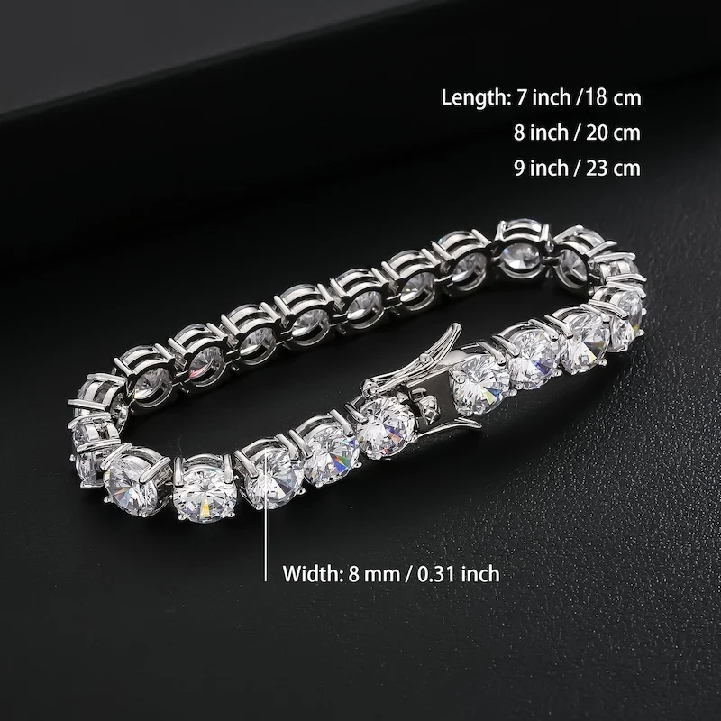 

Hip Hop Men's 8mm Round CZ Tennis Bracelet