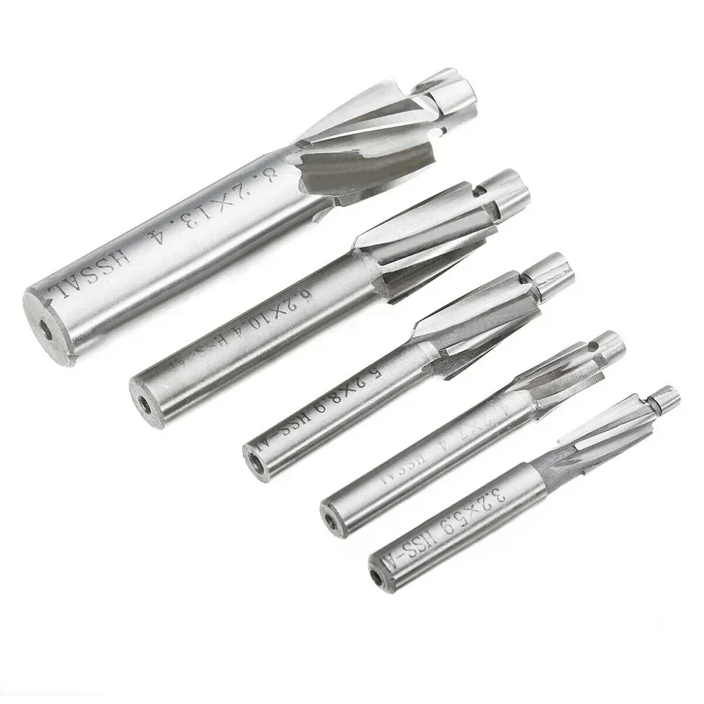 5pcs 4 Flute Countersinked Counterbore Cutter End Mill M3-M8 Slotting Tool Countersink End Mills CNC Router Bit