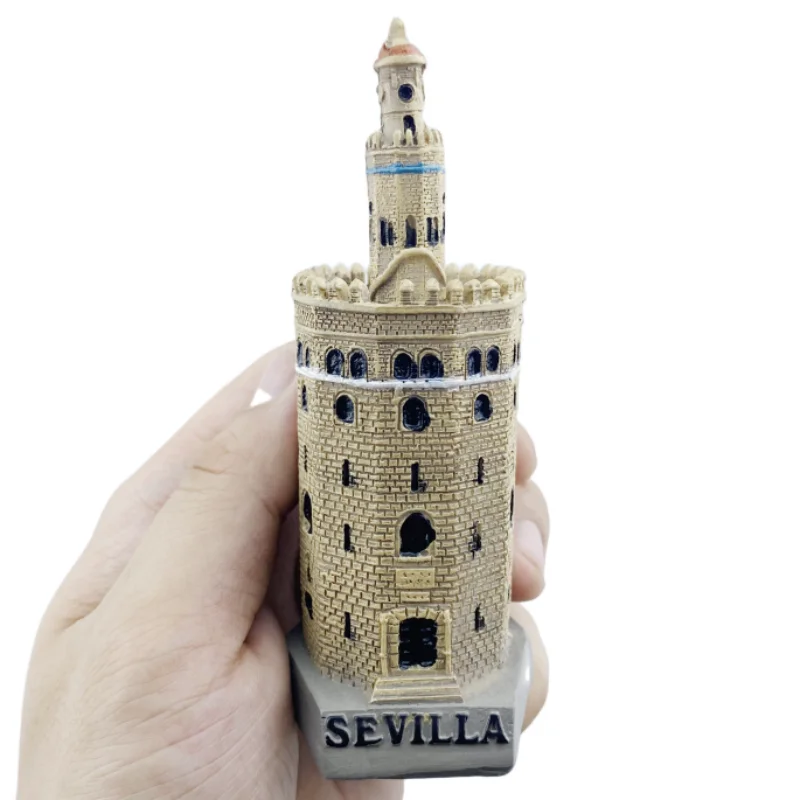 Torre del Oro Sevilla España, recuerdos artesanales de resina, adorno de escritorio, edificios de mesa de interior, decoración del hogar, colección de regalos