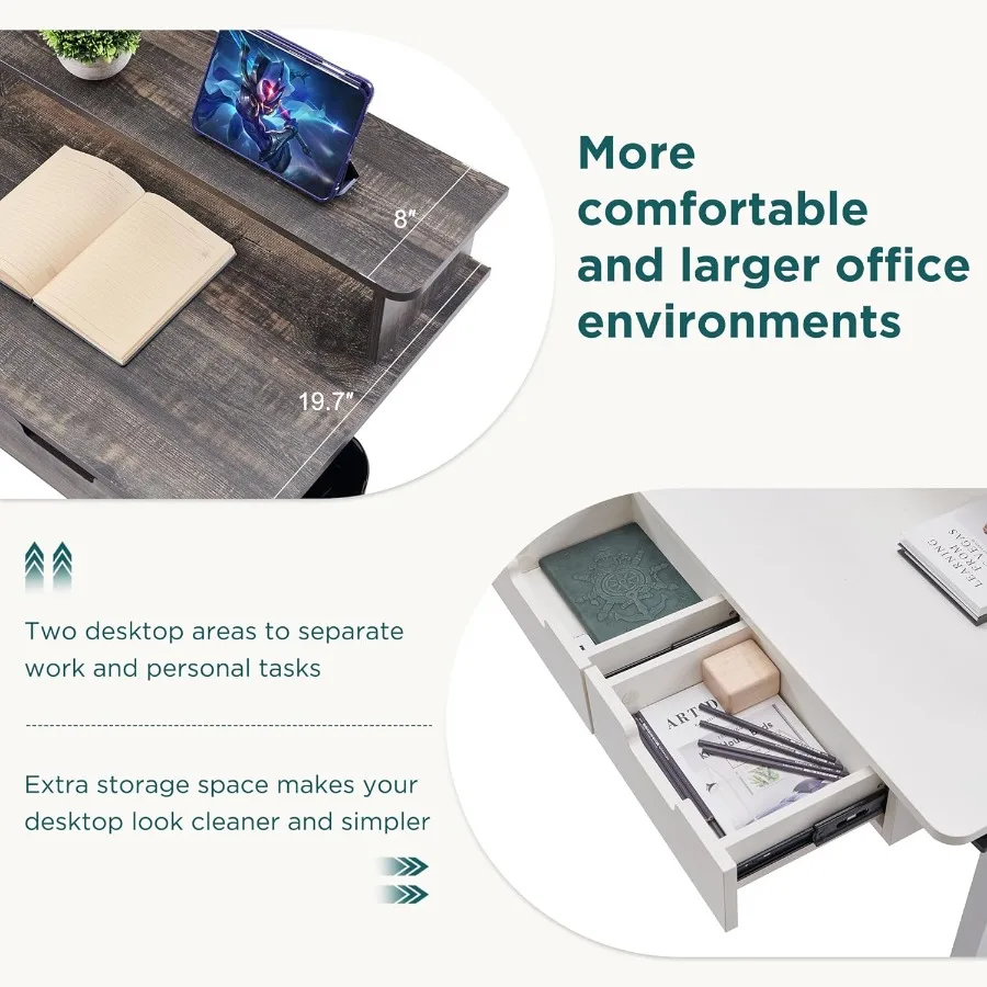 60 Ihes L على شكل مكتب كهربائي قائم ارتفاع قابل للتعديل مكتب ألعاب زاوية مع أدراج لوحة المفاتيح صينية منافذ طاقة أضواء LED #5