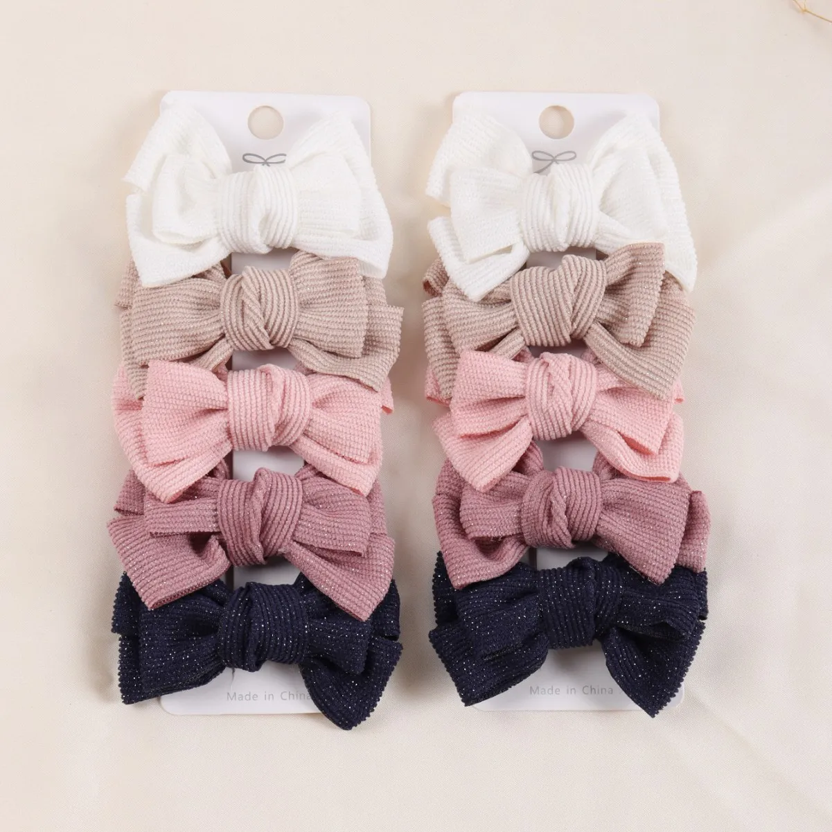 100 PCS/Lot, Hand Tied Corduroy Bow Hair Clips Girls Fabric Bow Hair Accessories