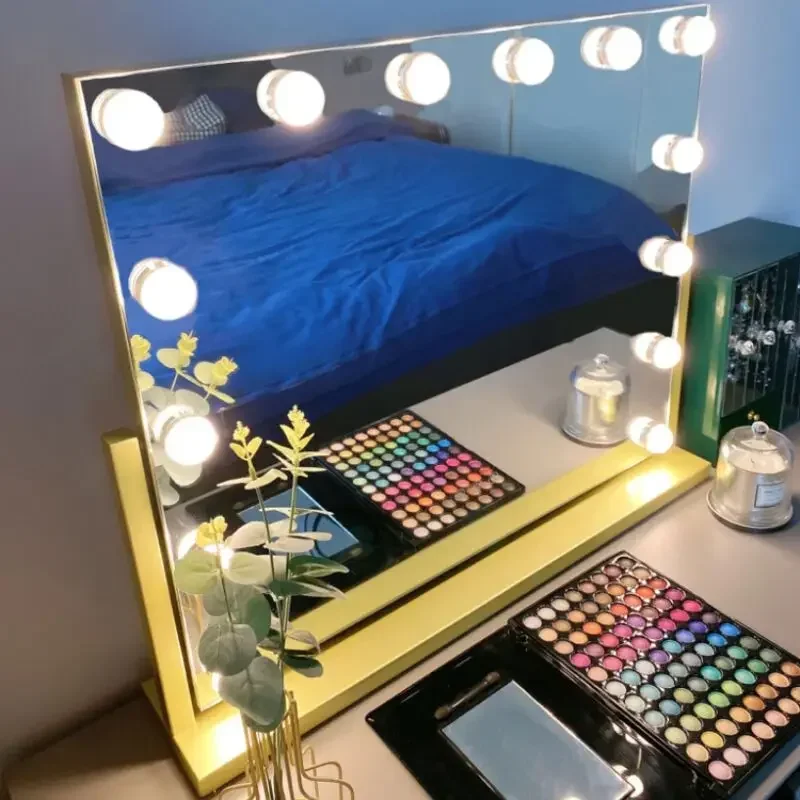 Large Vanity Mirror with Lights Makeup Mirror 17 LED Bulbs 3 Color Lighting Cosmetics for Dressing Bedroom Tabletop White