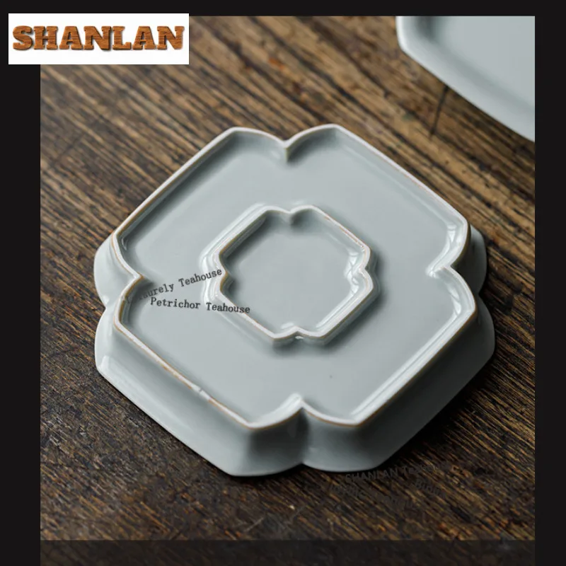 2 قطعة/الوحدة اليدوية Azure Ru فرن الخزف الوقايات القدح لوحة ل فنجان القهوة الصحن العزل الحراري المفارش حامل الكأس درينكوير #5