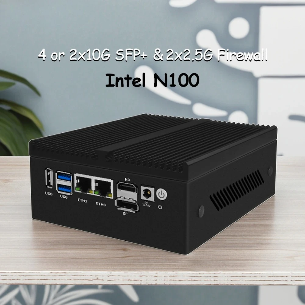 Intel N100 Mini PC 4x10G SFP+ e 2.5G LAN DDR5 Router firewall Proxmox ESXi pfSense Home Server Computer industriale