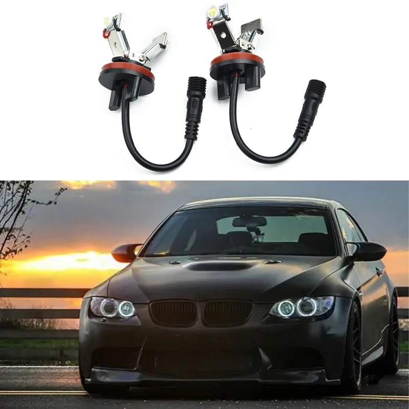 For BMW E92 E93 E87 E82 E90 E70 E71 2pcs New LED H8 V Model Headlight Angel Eyes Light Bulbs Aluminum Alloy Auto Durable Lights