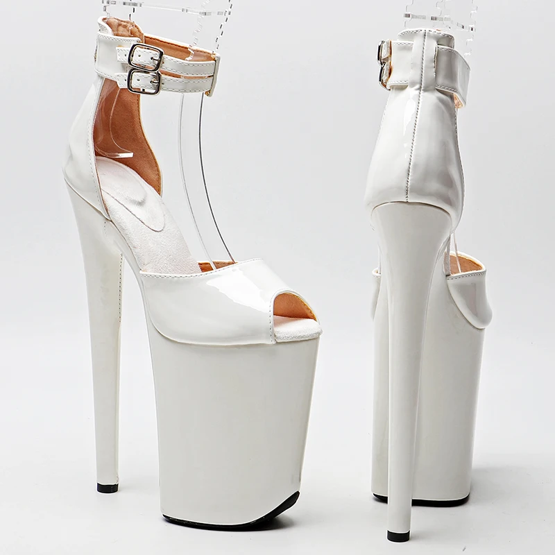 Leecabe 23CM / 9inches Patent PU Upper open toe fashion Platform High Heels Sandals Pole Dance shoes