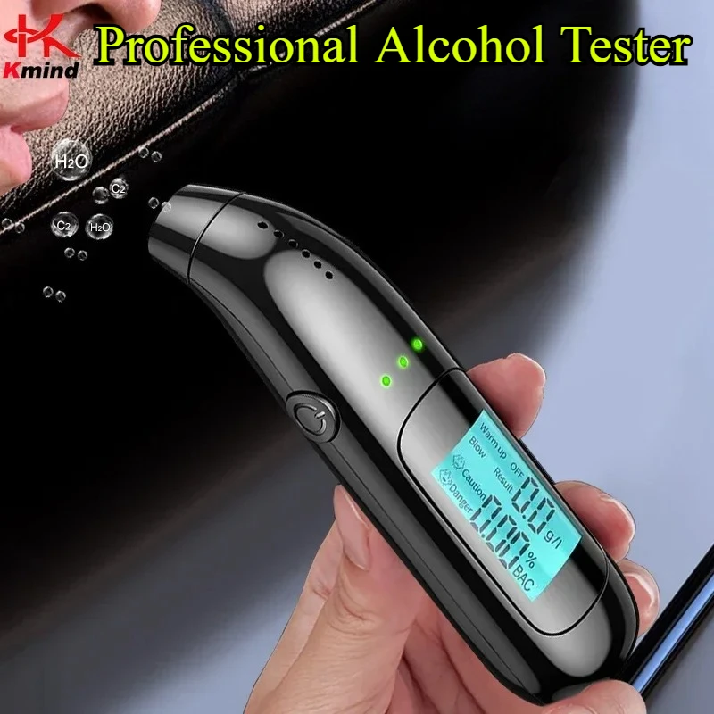 Professional Alcohol Tester High Precision Breathalyzer Alcometer USB Rechargeable Non-contact Car Portable Alcohol Detector
