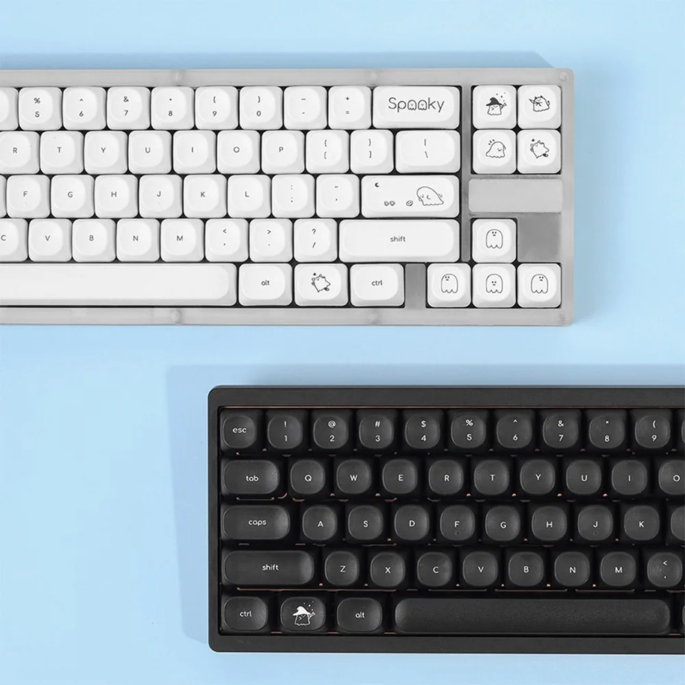 Spooky Keycap BOW WOB Minimalista Nero Bianco Profilo MOA Copritasti PBT Simpatici copritasti con caratteri piccoli per tastiera meccanica MX
