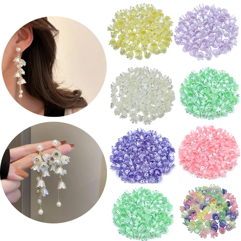 

New Acrylic Imitation Pearl Color 20PCS 8.5*11mm Flower Hair Accessories Product Three-dimensional Lily of The Valley Creative