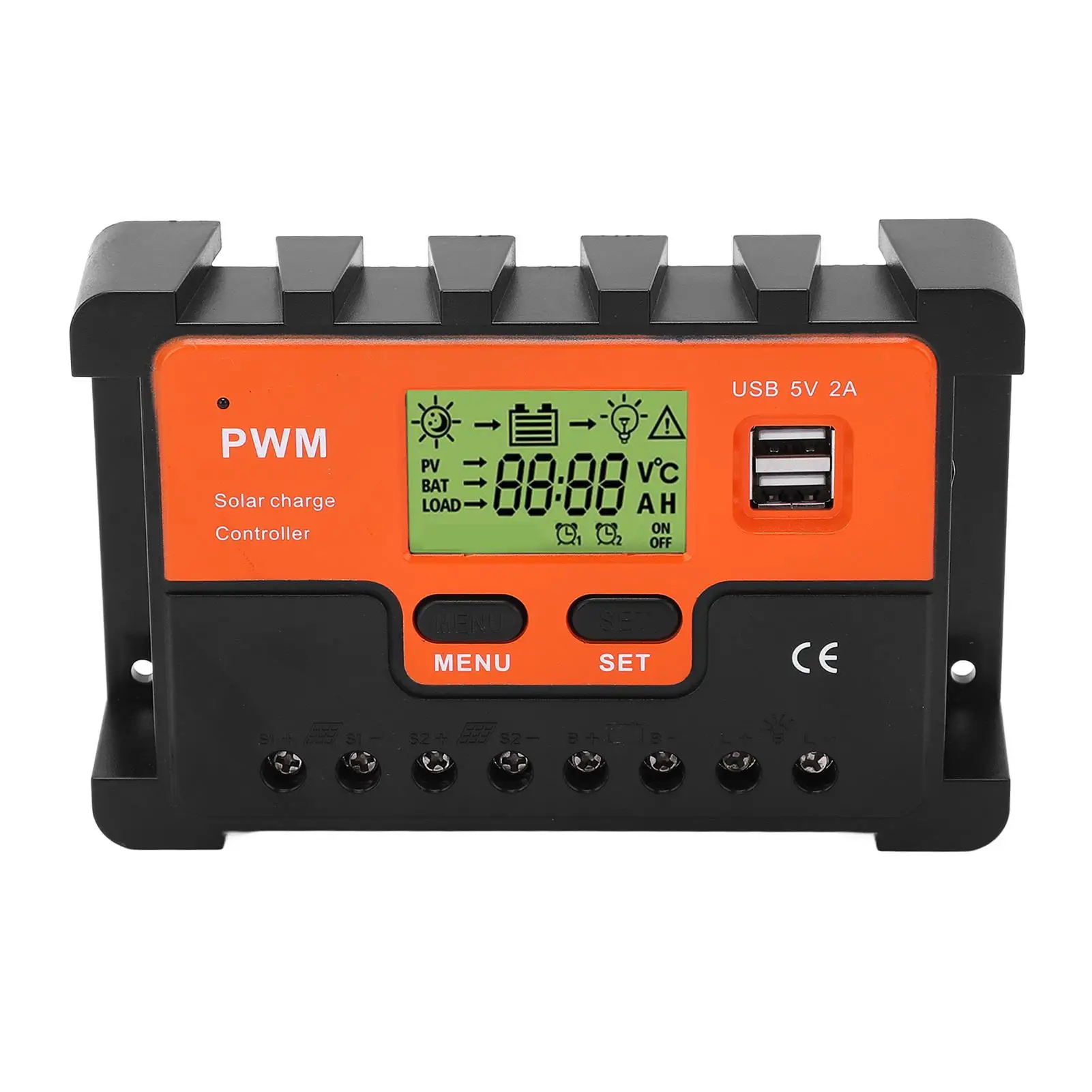 12V/24V PWM Solar Controller 20 IP32 Waterproof PWM Solar Charge Controller Load Start Mode 12V/24V 28AWG 10AWG for ships