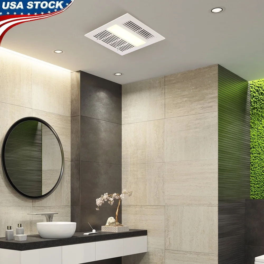 110 CFM 1500 واط المجلفن الصلب الحمام مروحة العادم إضاءة LED هادئة سهلة التركيب تنوعا الحمام المطبخ الصالة الرياضية الغسيل #1
