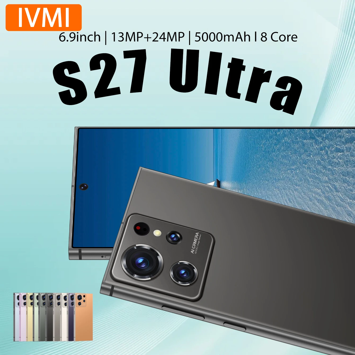 IVMI New S27 Ultra Smartphone 6.9inch Android12 6GB RAM 128GB ROM Face ID 4G Network Google Play Store Cheap Unlocked Phones