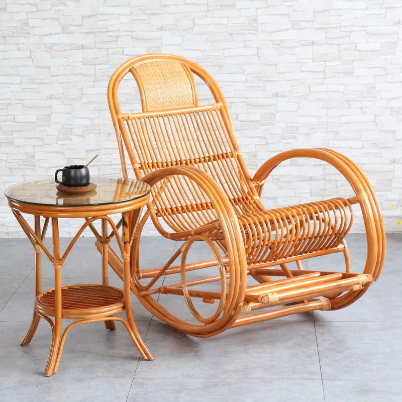 

Durable Breathable Rattan Swing Chair Adult Size Rocking Sofa For Outdoor Hotels Villas Leisure Lazy Lounge Without a table