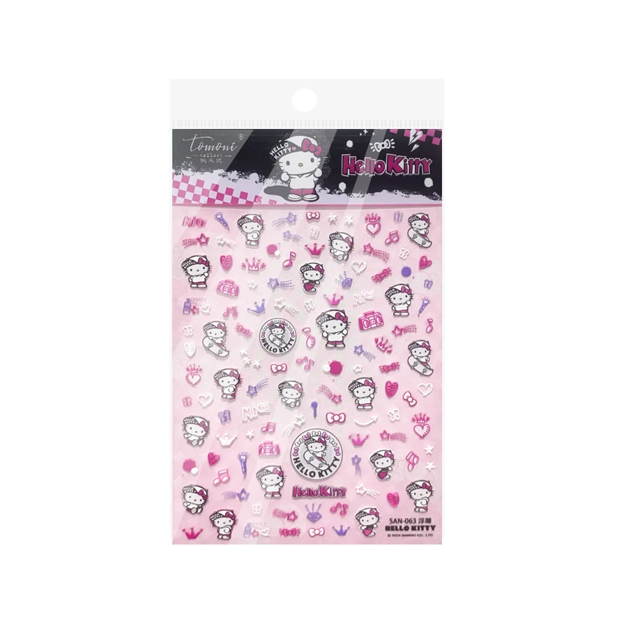 1PCS 5D Sanrio Collection Nail Stickers Japanese style Nail Art Accessorie Cute Character Hello Kitty Kawaii Stickers