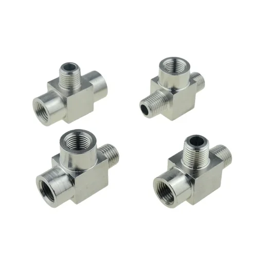 Imagen 2 del producto Accesorio de tubería de acero inoxidable 304, codo en T de 4 vías 1/8 1/4 3/8 1/2, rosca macho hembra, conector acoplador adaptador de aire de alta presión