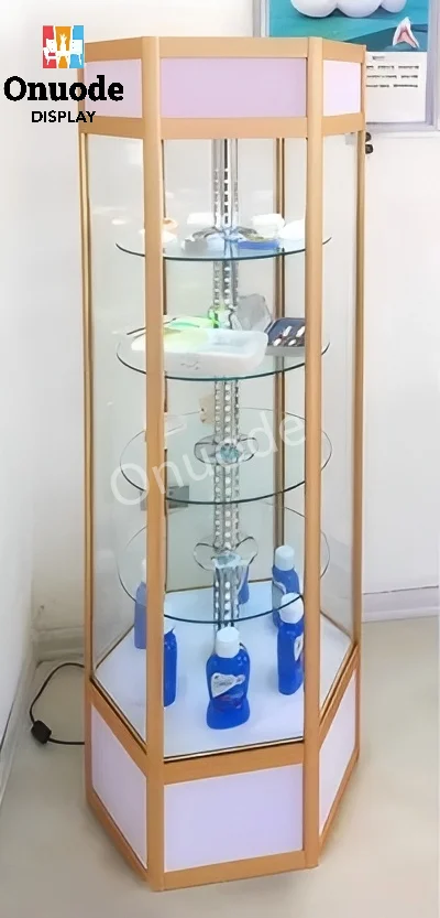 Custom.Custom Rotating Glass  Display  Jewelry Display Showcase for Retail Store Exhibitions and Showcases